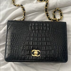 Black Crocodile Embossed Bag